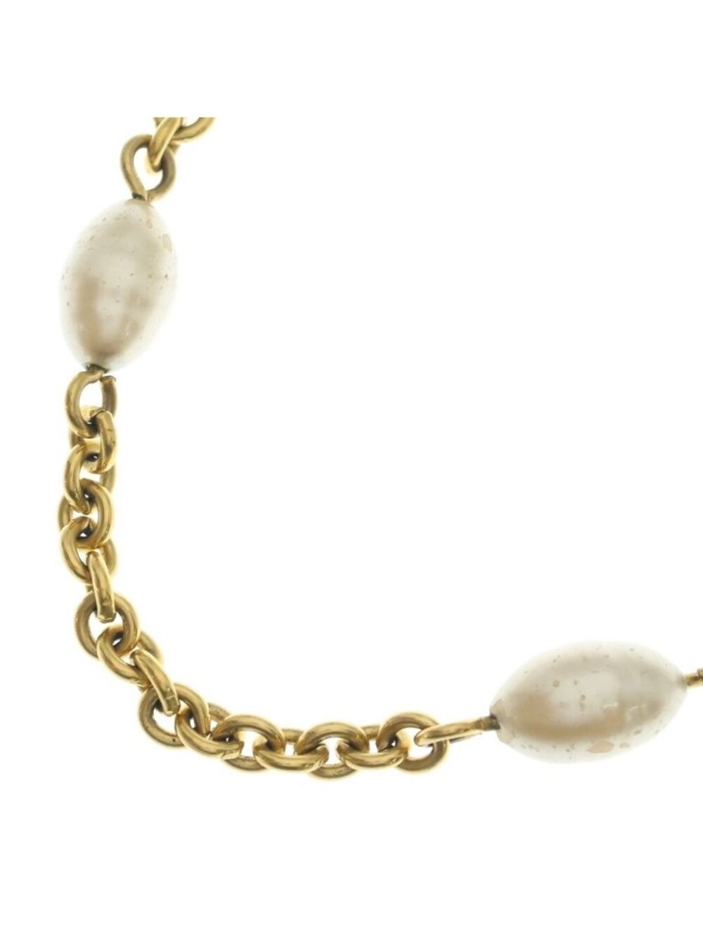 Chanel Pearl Long Chain Necklace Gold